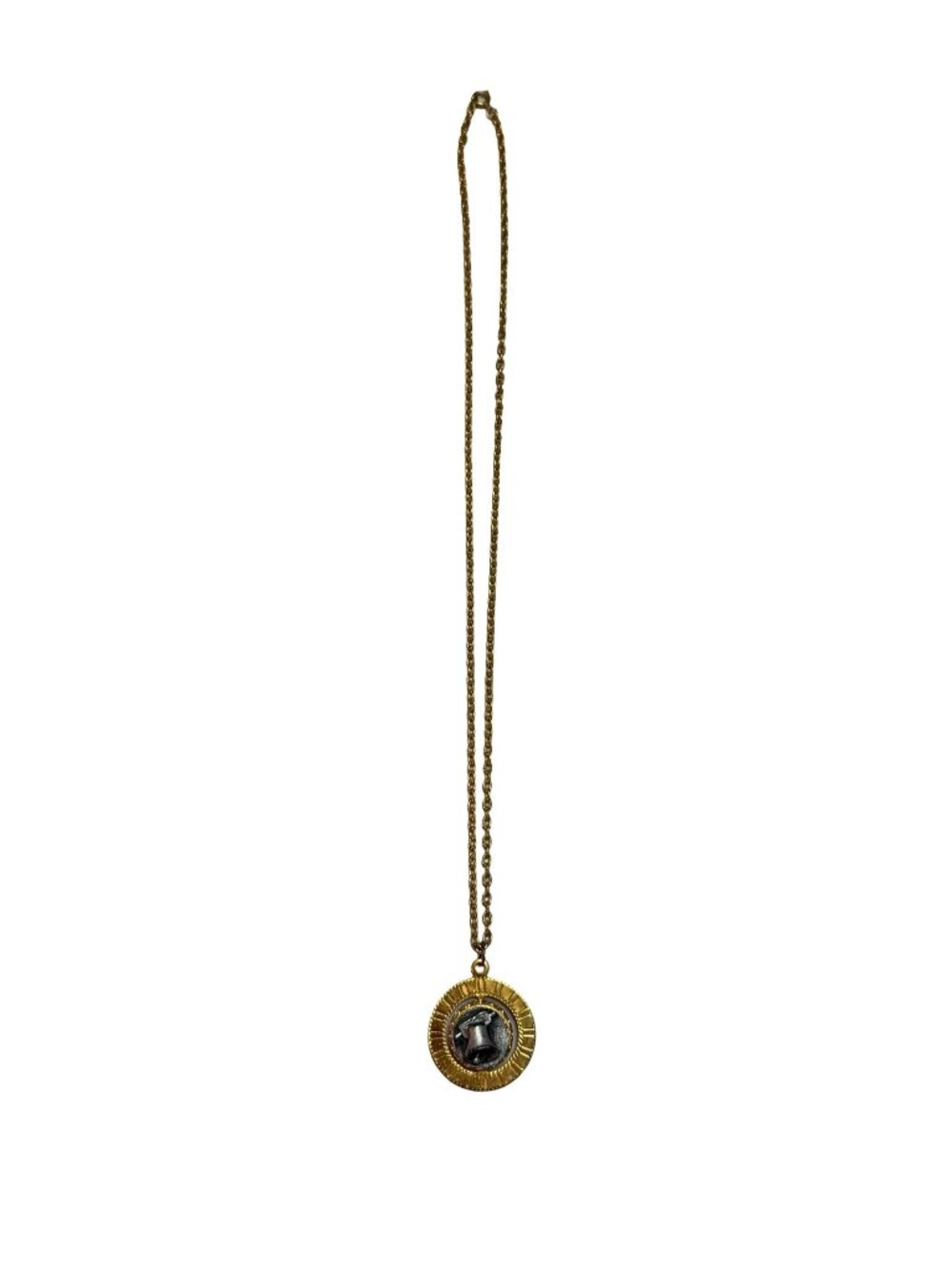 Vintage 1976 Bicentennial Liberty Bell Spinner Pendant Necklace 24 Inch